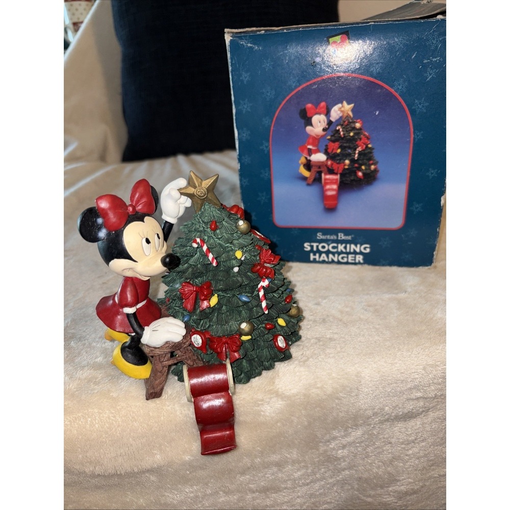 VTG Mickey Unlimited Santa's Best Stocking Hanger Minnie Mouse Christmas Tree